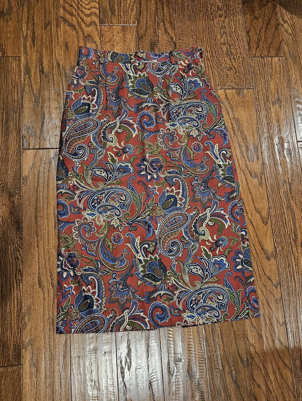 Vintage Willowbend Straight Pleated Midi Skirt, Paisley - Size 14